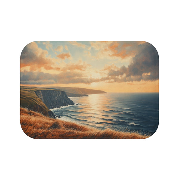 The Wild Atlantic Way Ireland Sunrise Painting A — 61×43 Memory Foam Bath Mat — Top-Down Velvet Microfibre Artwork View