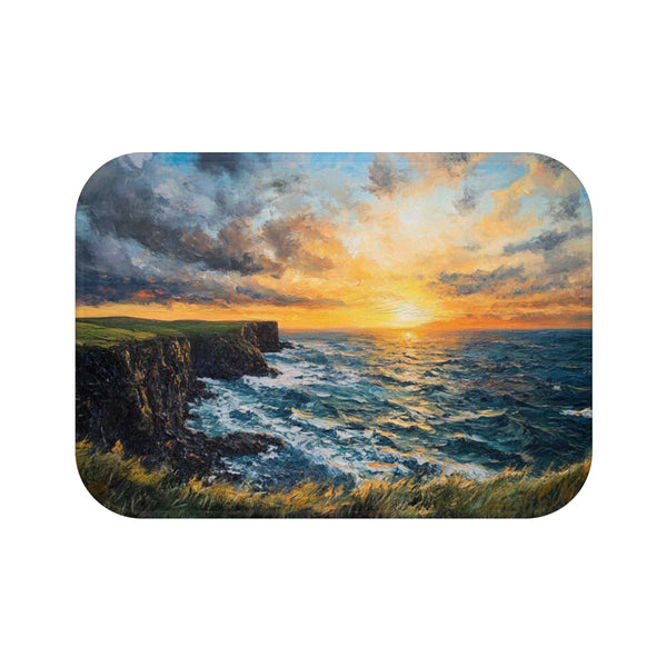 The Wild Atlantic Way Ireland Sunrise Painting A — 61×43 Memory Foam Bath Mat — Top-Down Velvet Microfibre Artwork View