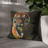 Tiger Emerging from Digital Glitch — 40×40 Cushion Cover — Sofa & Living Room Lifestyle View