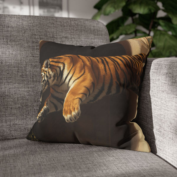 Tiger Leaping Through Portals — Double-Sided Cushion Cover — Sofa & Armchair Living Room Lifestyle View