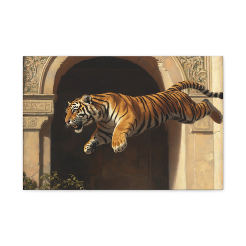 Tiger Leaping Through Portals — Canvas Wall Art — Front Gallery-Wrapped Canvas View