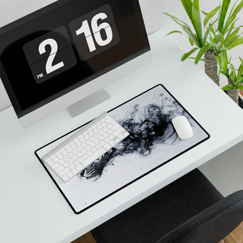 Tiger Made of Swirling Ink — XL Gaming Desk Mat — Gaming & Workspace Desk Setup View