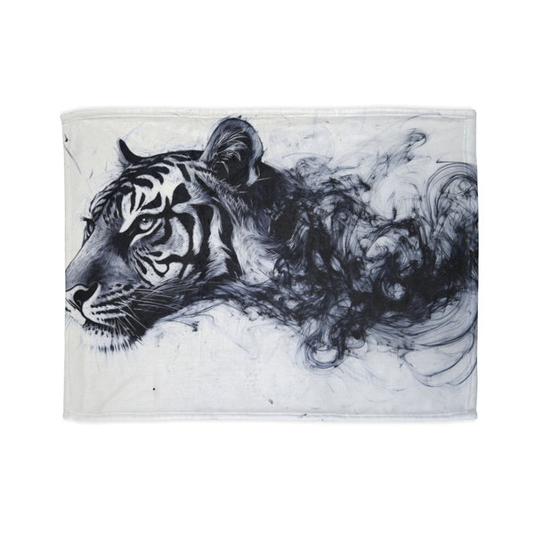 Tiger Made of Swirling Ink — Plush Fleece Throw Blanket — Full Spread Plush Fleece Artwork View