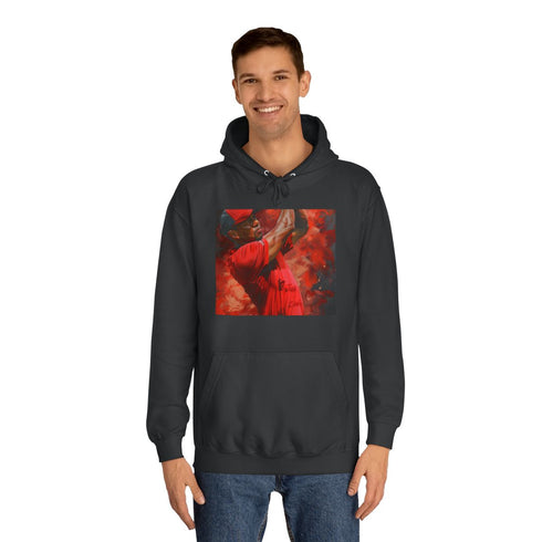 Tiger Woods Graphic Unisex College Hoodie - Lifestyle Model View
