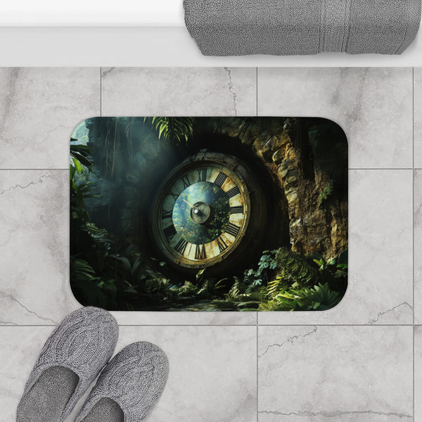 Time Machine Hidden in a Jungle (Edition II) — 61×43 Memory Foam Bath Mat — Modern Bathroom Floor Lifestyle View