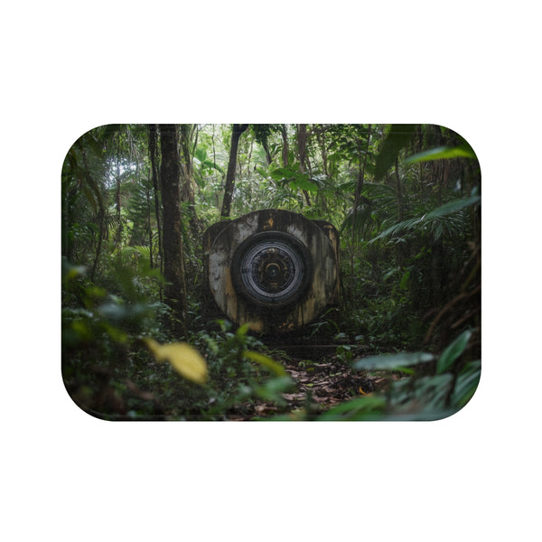 Time Machine Hidden in a Jungle (Edition III) — 61×43 Memory Foam Bath Mat — Top-Down Velvet Microfibre Artwork View
