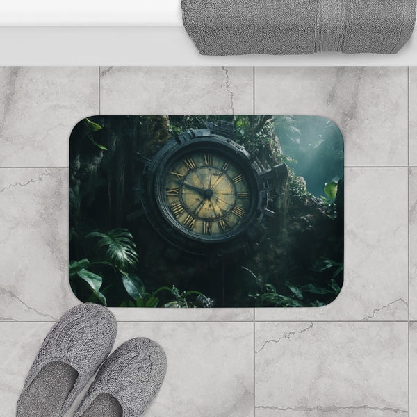 Time Machine Hidden in a Jungle (Edition IV) — 61×43 Memory Foam Bath Mat — Modern Bathroom Floor Lifestyle View