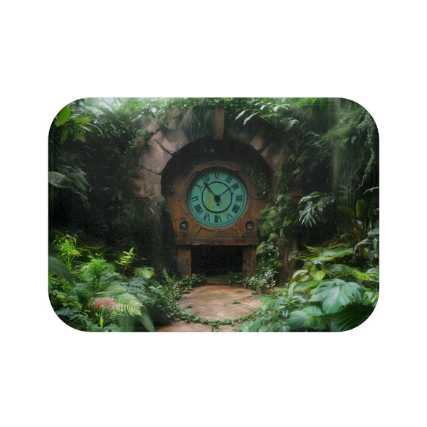 Time Machine Hidden in a Jungle — 61×43 Memory Foam Bath Mat — Top-Down Velvet Microfibre Artwork View