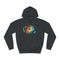 Time Vortex with Melting Numbers Graphic Unisex College Hoodie - Jet Black Front