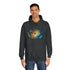 Time Vortex with Melting Numbers Graphic Unisex College Hoodie - Lifestyle Model View