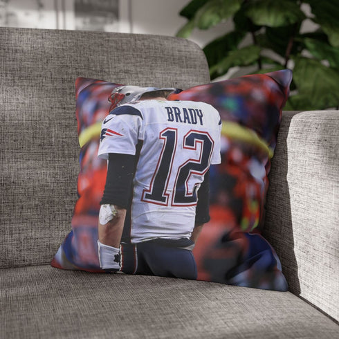 Tom Brady Championship Quarterback — 40×40 Cushion Cover — Sofa & Living Room Lifestyle View