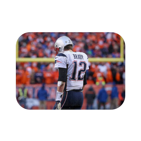 Tom Brady Championship Quarterback — Non-Slip Bath Mat — Top-Down Velvet Microfibre Artwork View
