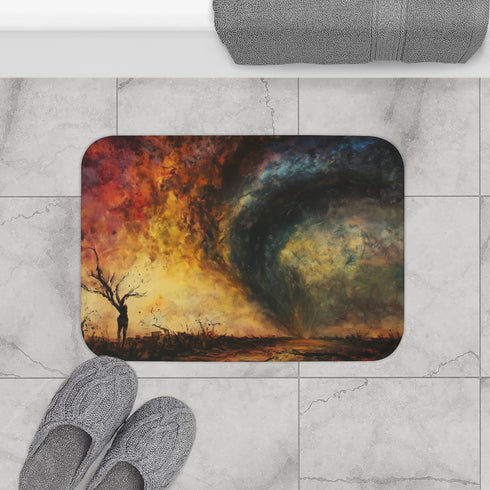 Tornado Fine Art — Non-Slip Bath Mat — Bathroom Floor Lifestyle View