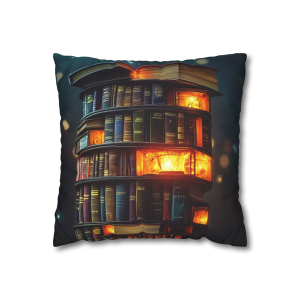 Tower of Books Glowing from Within (Edition II) — Double-Sided Cushion Cover — Front Double-Sided Cushion View