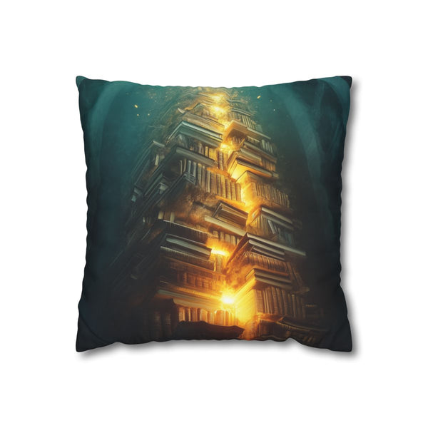 Tower of Books Glowing from Within (Edition IV) — Double-Sided Cushion Cover — Front Double-Sided Cushion View