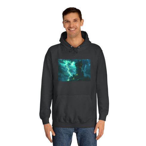 Tower Wrapped in Lightning Serpents — Heavyweight Graphic Hoodie — Model Streetwear Fit View
