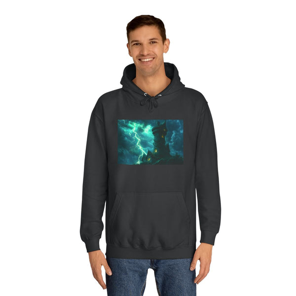 Tower Wrapped in Lightning Serpents — Heavyweight Graphic Hoodie — Model Streetwear Fit View
