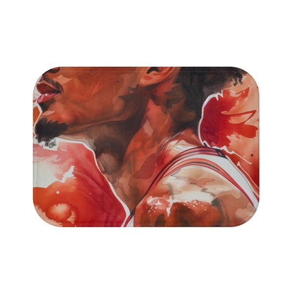 Trae Young Watercolor Full Body — Memory Foam Bath Mat — Top-Down Memory Foam Bath Mat View