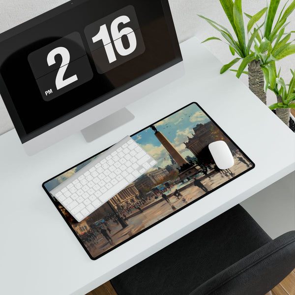 Trafalgar Square London Rainy Evening (Edition VIII) — XXL Gaming Desk Mat — Gaming & Workspace Desk Setup View
