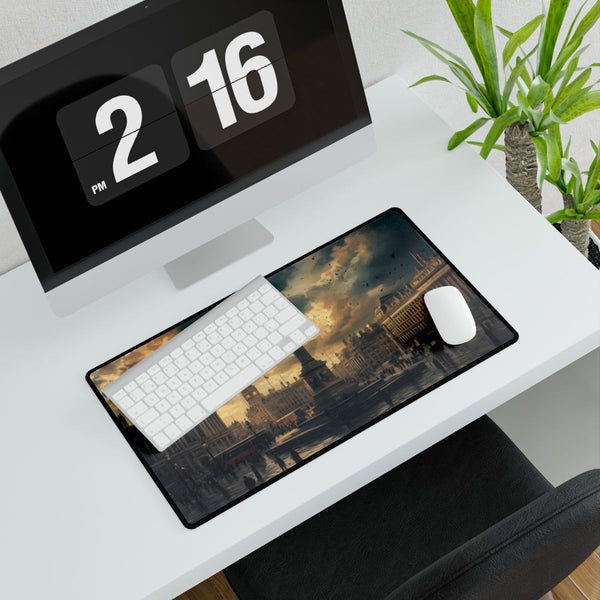 Trafalgar Square London Rainy Evening (Edition IX) — XXL Gaming Desk Mat — Gaming & Workspace Desk Setup View