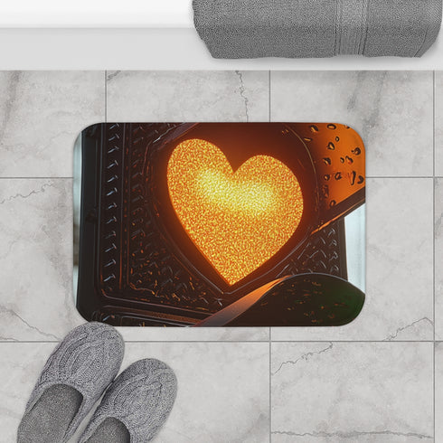Traffic Light with Heart Shaped Lights Luxury Memory Foam Bath Mat - Bathroom Lifestyle View