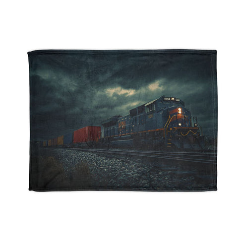Train — 50×60 Plush Throw Blanket — Full Spread Plush Fleece Artwork View