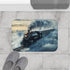 Train Riding Rails Through the Clouds (Edition II) — 61×43 Memory Foam Bath Mat — Modern Bathroom Floor Lifestyle View