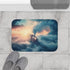 Train Riding Rails Through the Clouds (Edition III) — 61×43 Memory Foam Bath Mat — Modern Bathroom Floor Lifestyle View