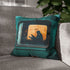 Mystical Train with Portals to Parallel Worlds — Faux Suede Cushion Cover — Sofa & Living Room Lifestyle View