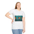 Mystical Train with Portals to Parallel Worlds — Graphic Cotton T-Shirt — Model Streetwear Fit View