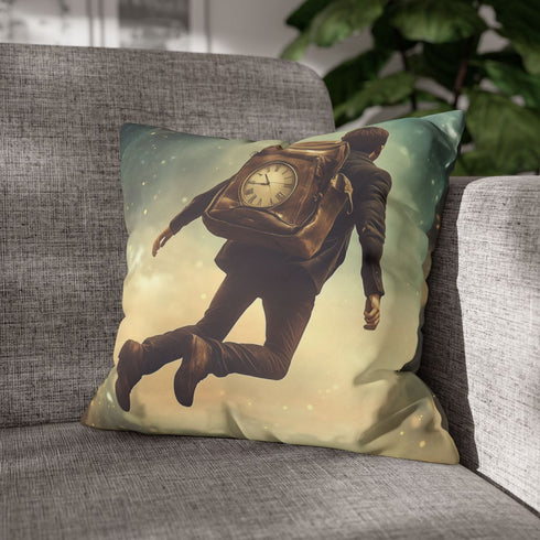 Traveler Floating Above Time — Double-Sided Cushion Cover — Sofa & Armchair Living Room Lifestyle View