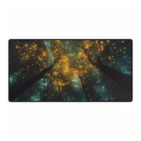 Tree Canopy Glowing Like City Lights — XL & XXL Desk Mat — Full Top-Down Artwork View