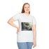 Tree Growing from Floating Cube — Graphic Cotton T-Shirt — Model Streetwear Fit View