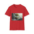 Tree Growing from Floating Cube — Graphic Cotton T-Shirt — 100% Ring-Spun Cotton Fabric & Print Detail