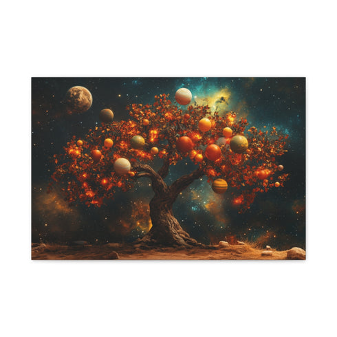 Tree with Planets Growing as Fruit — Canvas Wall Art — Front Gallery-Wrapped Canvas View