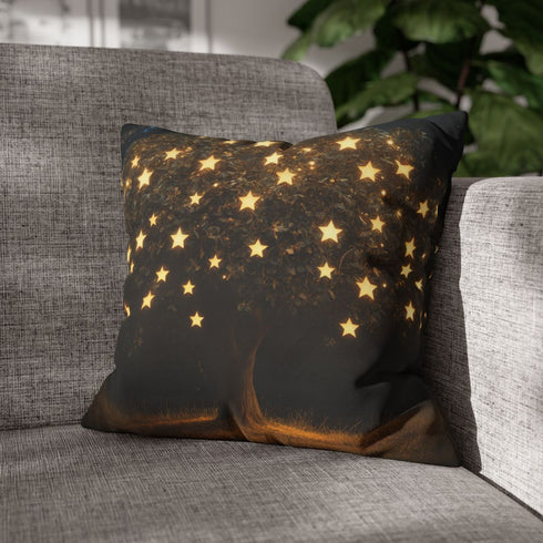 Tree with Stars Growing As Fruit — Double-Sided Cushion Cover — Sofa & Armchair Living Room Lifestyle View