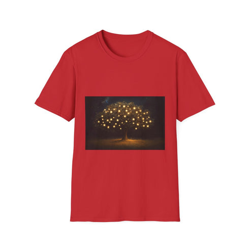 Tree with Stars Growing As Fruit Graphic Unisex Softstyle T-Shirt - Red Variant