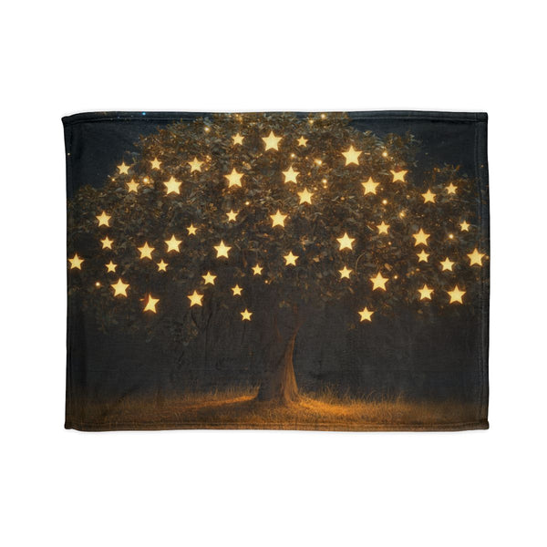 Tree with Stars Growing As Fruit — Plush Fleece Throw Blanket — Full Spread Plush Fleece Artwork View
