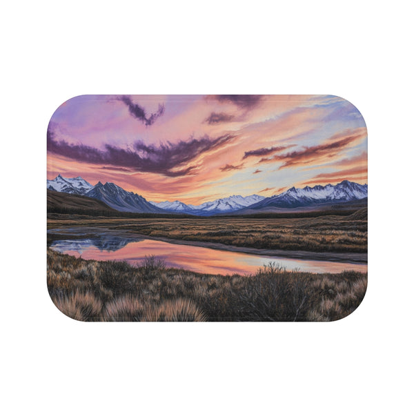 Trek into the Wilds of Patagonia in Chile and Argen — 61×43 Memory Foam Bath Mat — Top-Down Velvet Microfibre Artwork View
