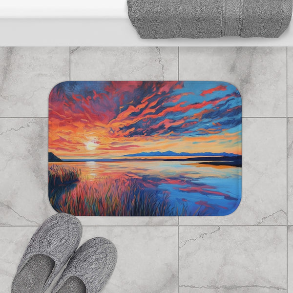 Trek into the Wilds of Patagonia in Chile and Argen — 61×43 Memory Foam Bath Mat — Modern Bathroom Floor Lifestyle View