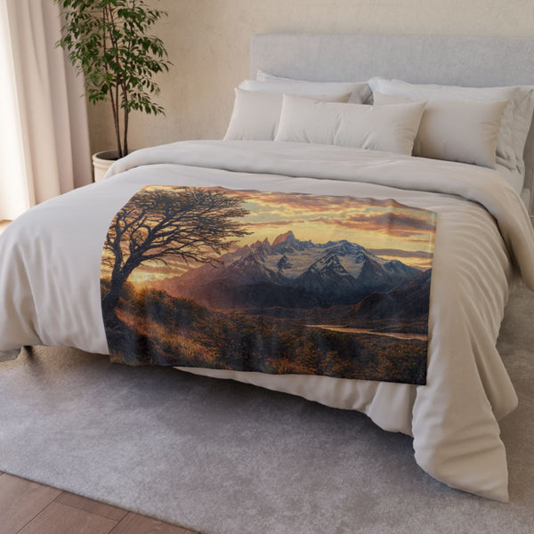 Trek into the Wilds of Patagonia in Chile and Argen (Edition XII) — Plush Fleece Throw Blanket — Drape over Sofa & Bed Lifestyle View