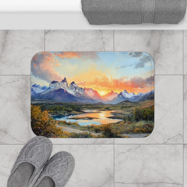 Trek into the Wilds of Patagonia in Chile and Argen — Memory Foam Bath Mat — Modern Bathroom Floor Lifestyle View