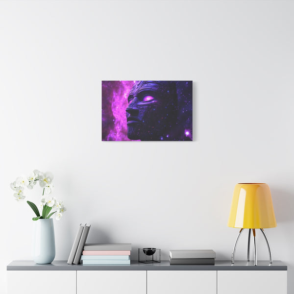 Tribal Mask Morphing into Galaxy (Edition IV) — Stretched Canvas Wall Art — Living Room Wall Lifestyle View