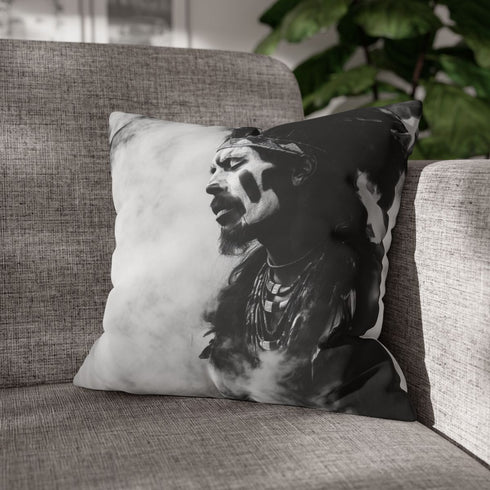 Tribal Warrior Made of Smoke — Double-Sided Cushion Cover — Sofa & Armchair Living Room Lifestyle View