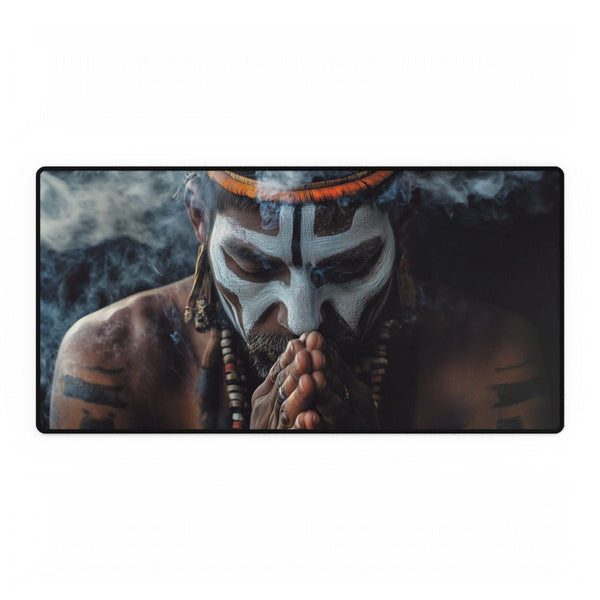 Tribal Warrior Made of Smoke (Edition II) — XXL Gaming Desk Mat — Full Top-Down Artwork View