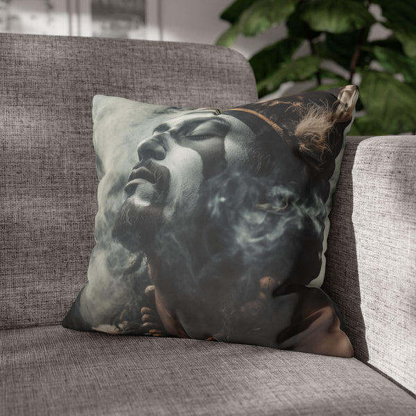Tribal Warrior Made of Smoke (Edition III) — Double-Sided Cushion Cover — Sofa & Armchair Living Room Lifestyle View