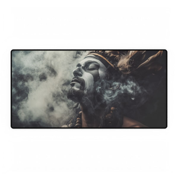 Tribal Warrior Made of Smoke (Edition III) — XXL Gaming Desk Mat — Full Top-Down Artwork View