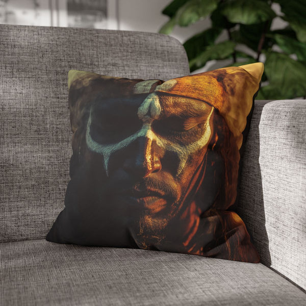Tribal Warrior Made of Smoke (Edition IV) — Double-Sided Cushion Cover — Sofa & Armchair Living Room Lifestyle View