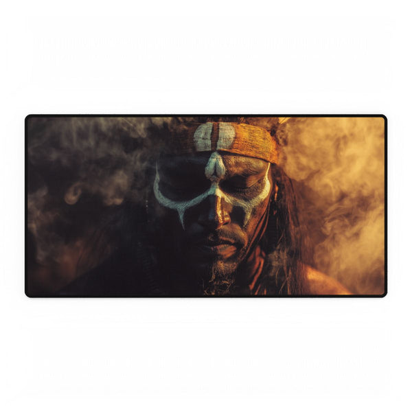 Tribal Warrior Made of Smoke (Edition IV) — XXL Gaming Desk Mat — Full Top-Down Artwork View