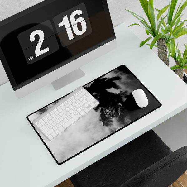 Tribal Warrior Made of Smoke — XXL Gaming Desk Mat — Gaming & Workspace Desk Setup View